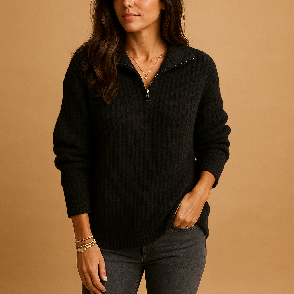 Women’s Half-Zip Sweater – Chic Knit Pullover with Flattering Fit