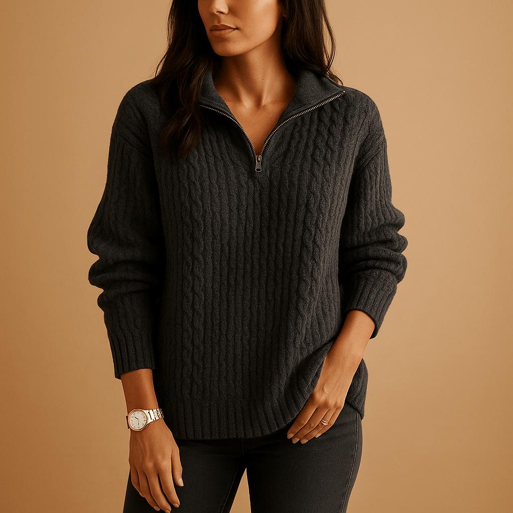 Women’s Half - Zip Sweater – Chic Knit Pullover with Flattering Fit - North Wardrobe