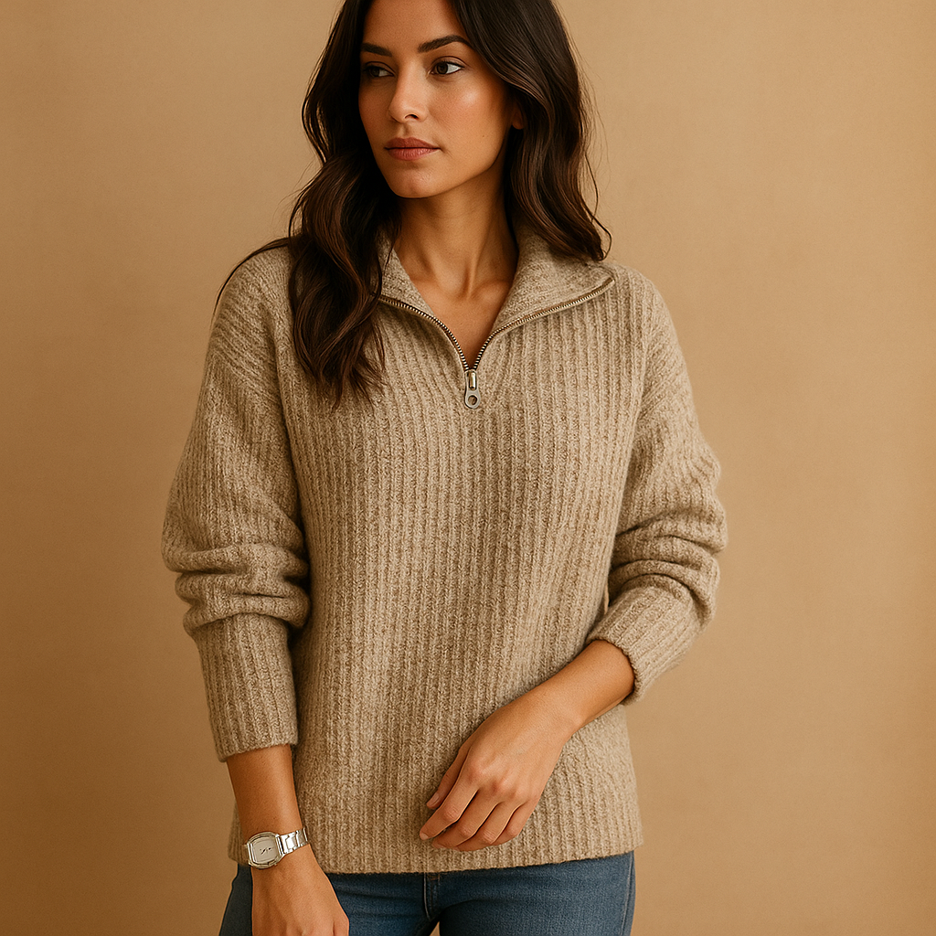 Women’s Half-Zip Sweater – Chic Knit Pullover with Flattering Fit