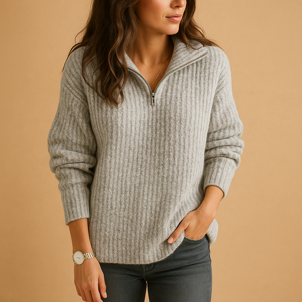 Women’s Half-Zip Sweater – Chic Knit Pullover with Flattering Fit