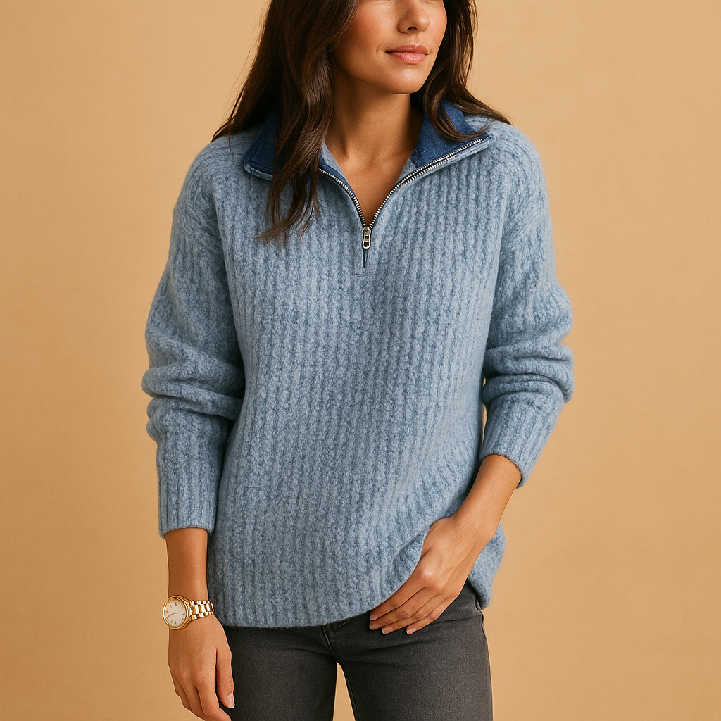 Women’s Half-Zip Sweater – Chic Knit Pullover with Flattering Fit