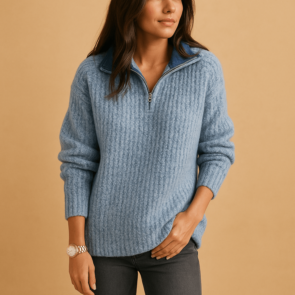 Women’s Half - Zip Sweater – Chic Knit Pullover with Flattering Fit - North Wardrobe
